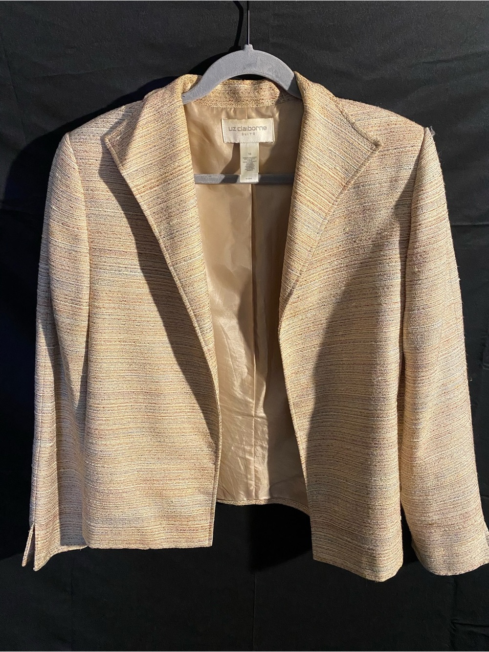Liz Claiborne Light Beige Tweed Blazer Jacket
